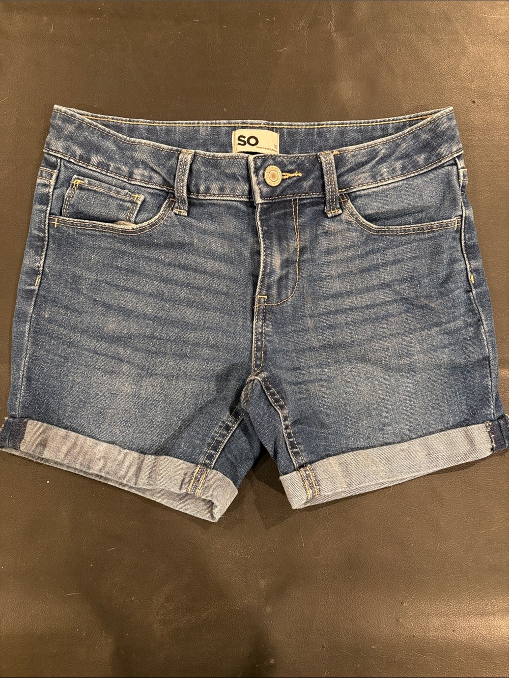 SO Blue Denim Rolled Hem Shorts